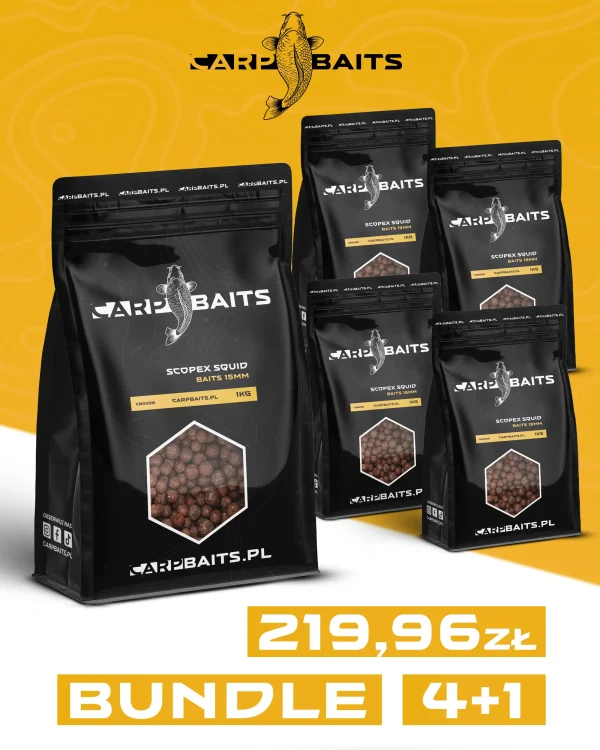 Kulki zanętowe CarpBaits Scopex Squid 15mm – 4kg + 1kg